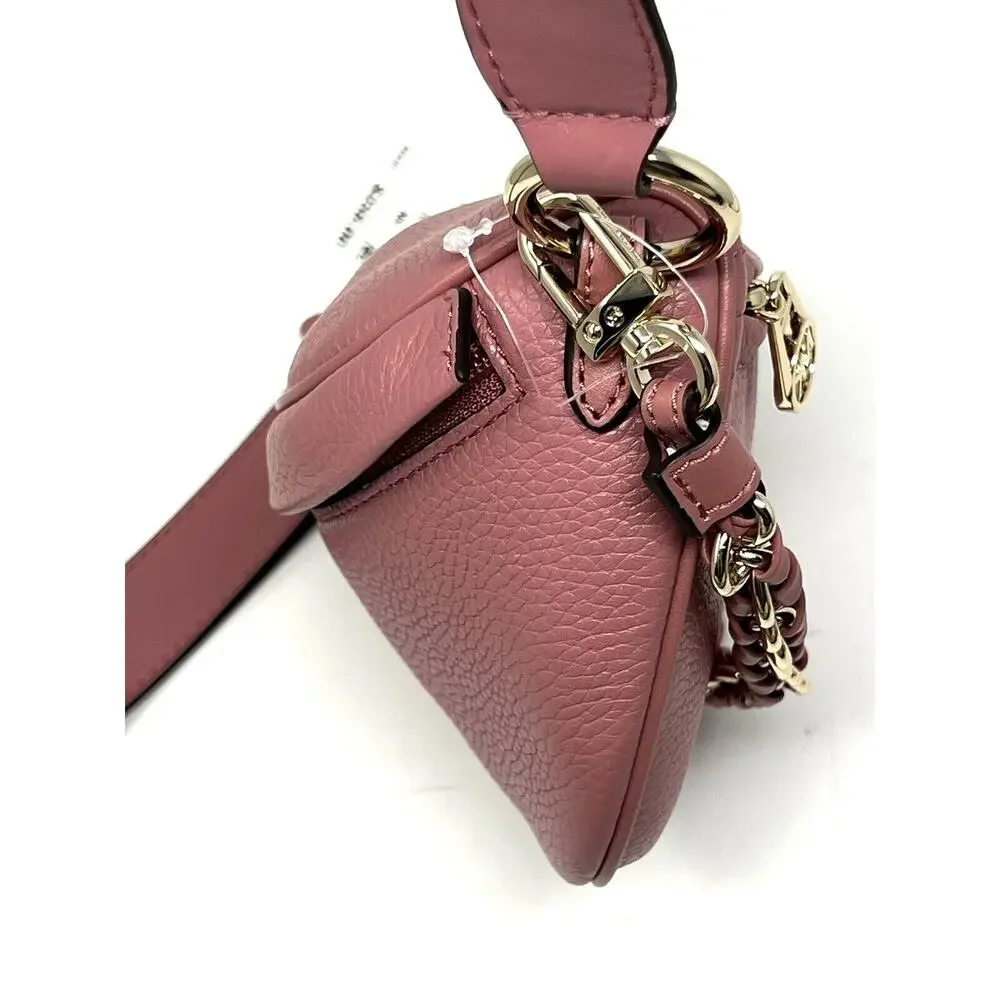 Michael Kors Slater Extra Small Pebbled Leather Sling Fanny Pack Rose Pink XS